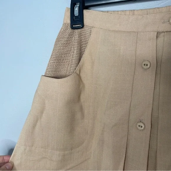 SURREY Vintage Beige Button Up A-line Midi Skirt - Picture 2 of 7